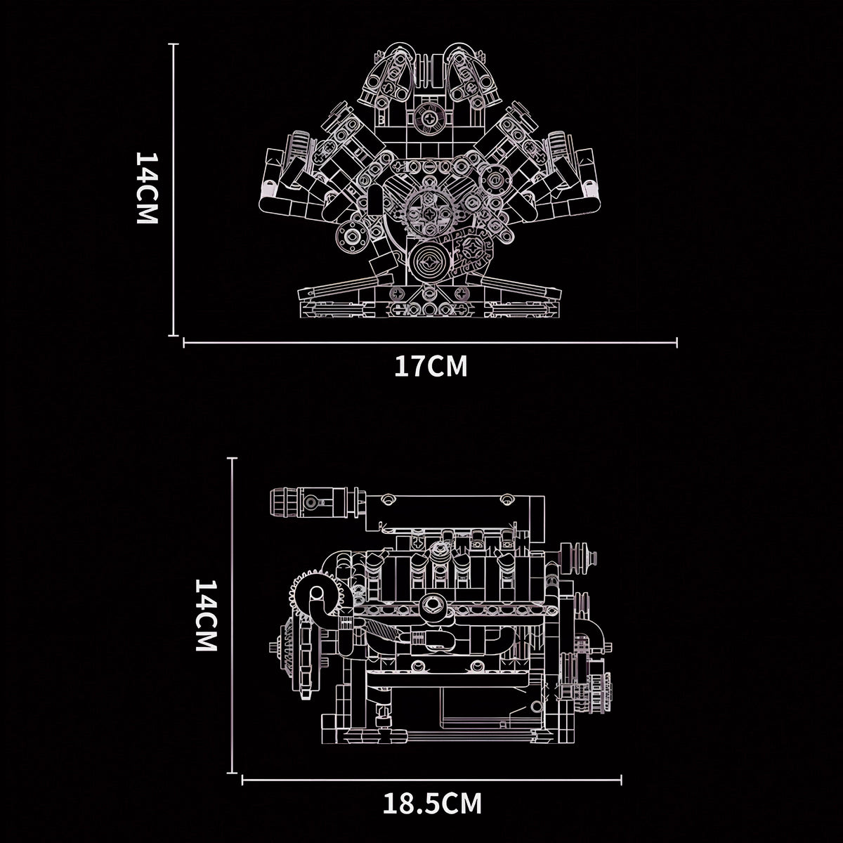 Motorised V8 Engine | 664pcs