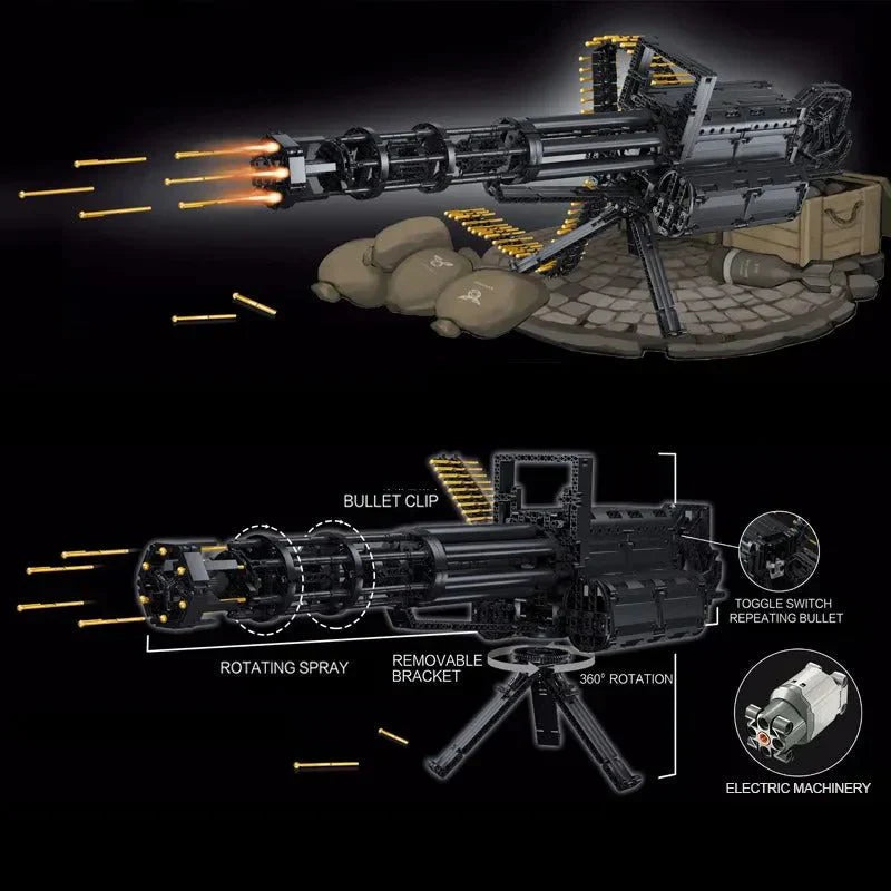 Motorized Military Gatling Gun Cannon | 1524pcs
