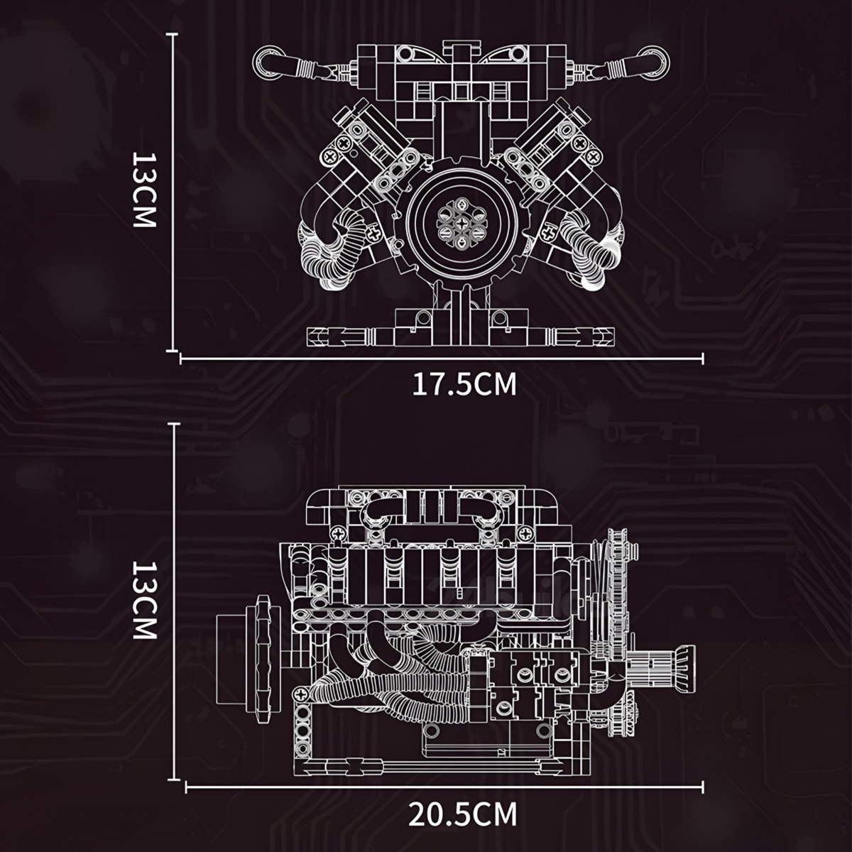 Motorised V8 Engine | 716pcs