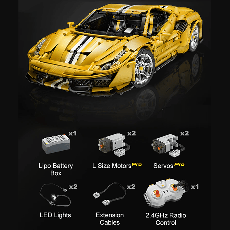 V8 F488 Italian Track Supercar Yellow | 3187pcs