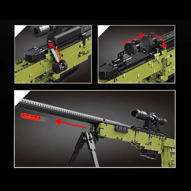 Military AWM Sniper Rifle Gun | 1628pcs