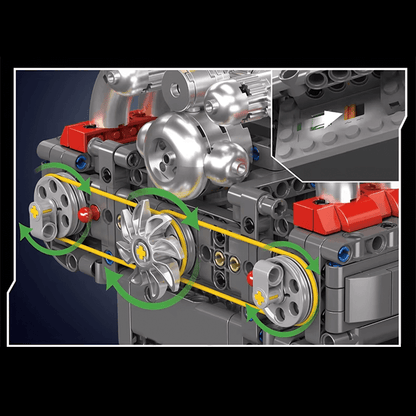 Motorized Flat-6 Boxer Engine | 608pcs