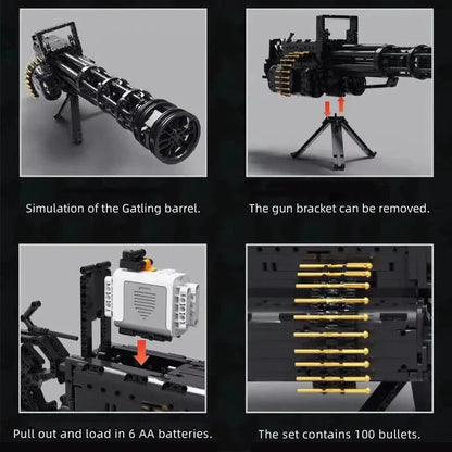 Motorized Military Gatling Gun Cannon | 1524pcs