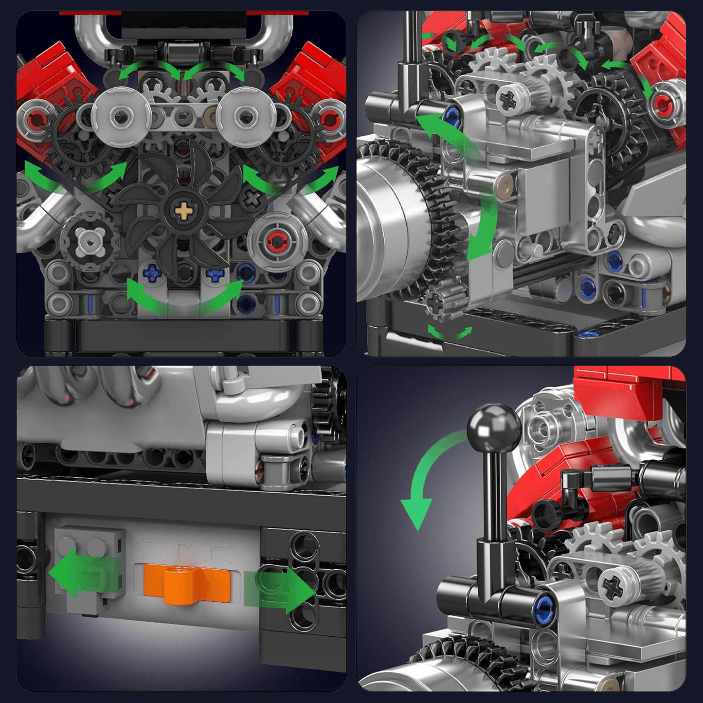 Motorized V8 Supercar Engine | 749pcs