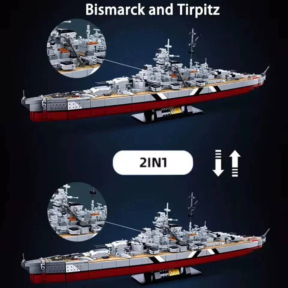 WW2 KMS Bismarck Battleship | 1849pcs